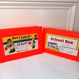Vintage Empire Pencil Plastic School Box Case School Bus & Football cheerleaders